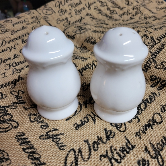 Gently used white ceramic salt and pepper shakers perfect condition no fl - Picture 1 of 5
